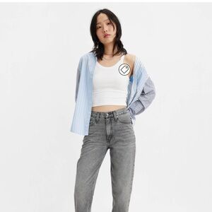 Levi's Blue Striped Shirt and White Tank Top